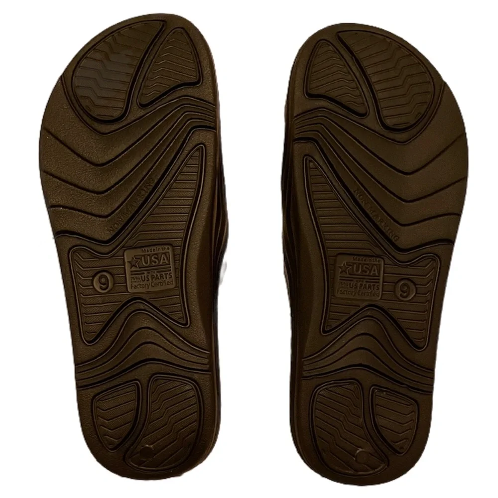 Black Rubber Slip On Sandal Smooth Comfort Cushion Insole Grip Outer Sole Mens 9